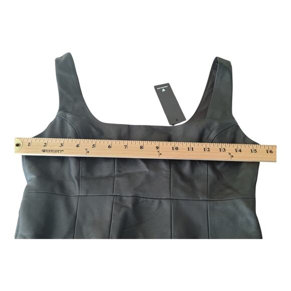 Lulu's Cropped Top Faux Leather Side Zipper Square Neck Black Women's Small NWT - Picture 3 of 9